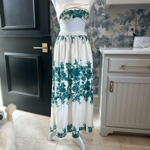 Floral Strapless 2-piece Dress with Green Accents